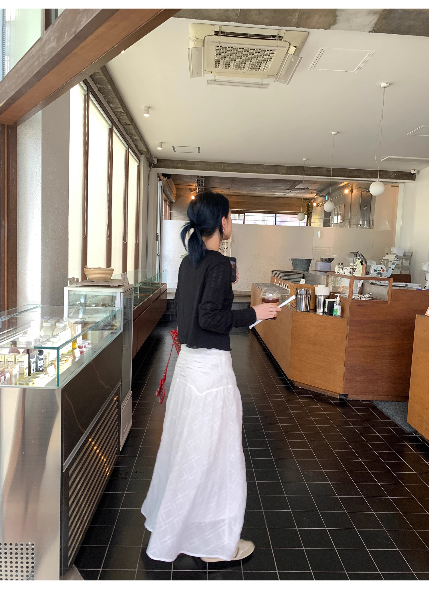 LelyMooch   立体格子柄 ホワイトスカート  LEM040