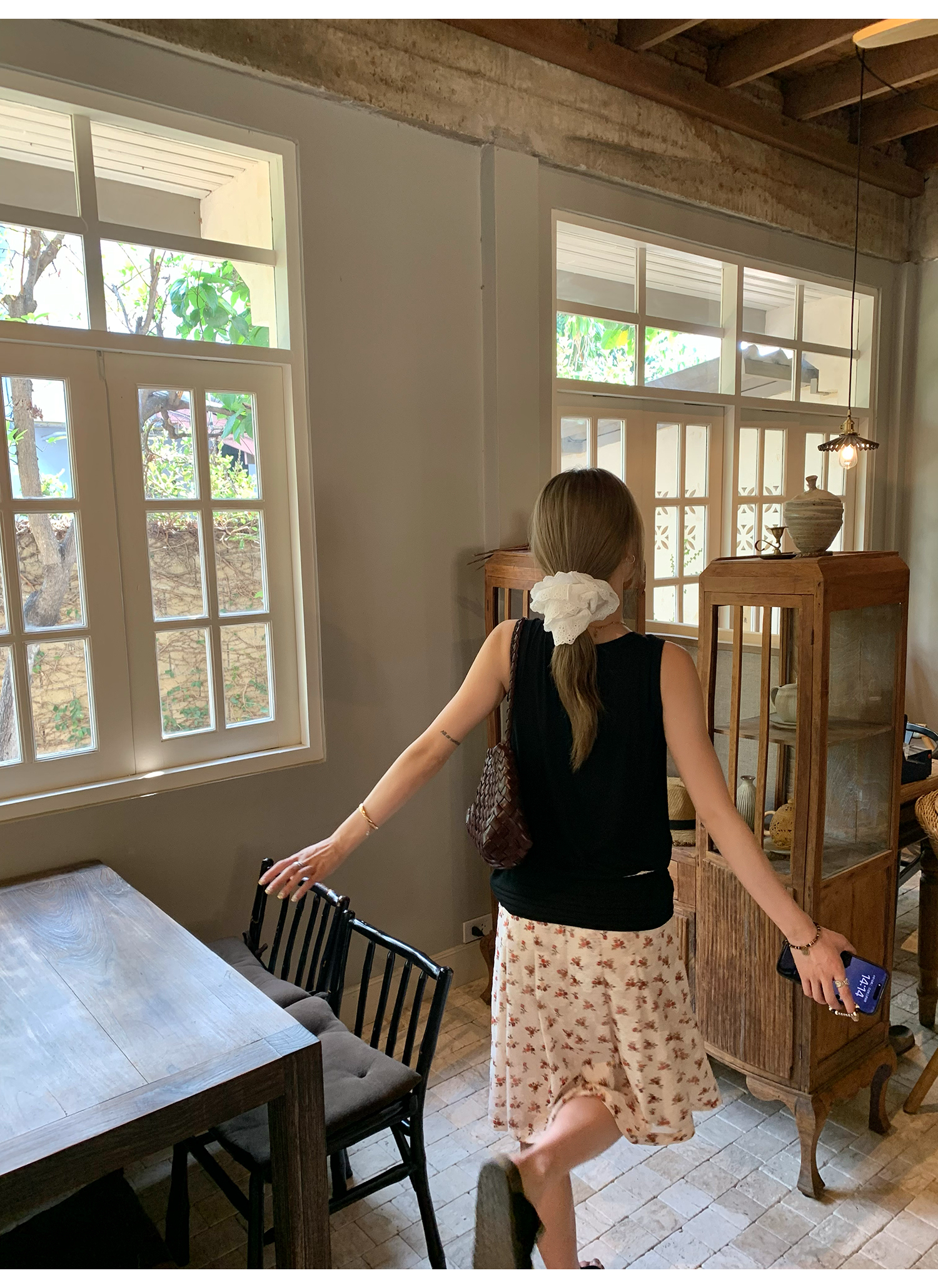 LelyMooch  レトロ小花柄プリーツシフォンスカート  LEM143