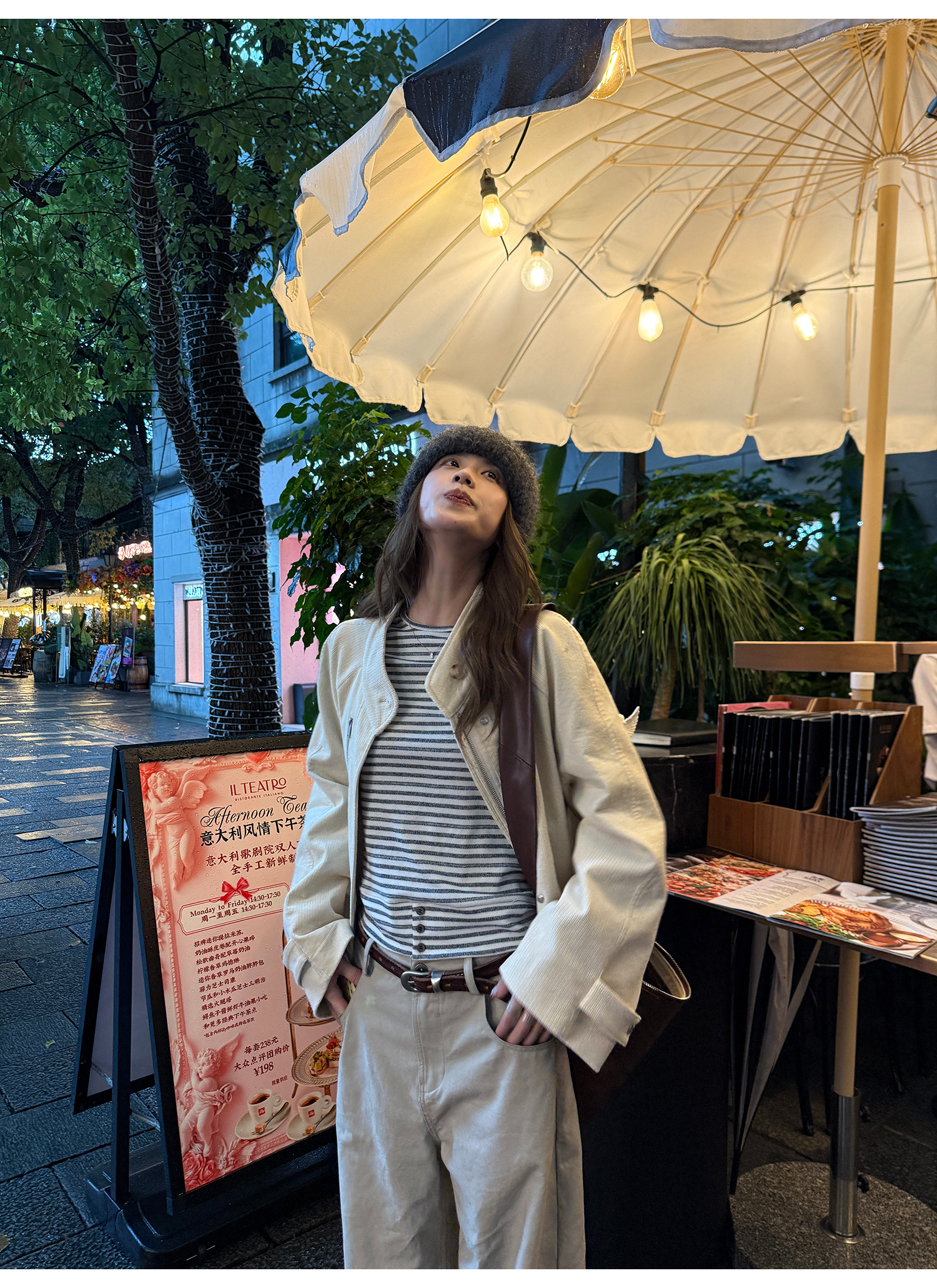 LelyMooch ふんわりグレーボーダーニット  LEM240