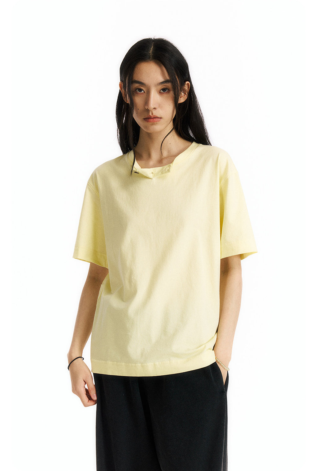 ヘンリーネック 半袖Tシャツ隠しポケット付き  LOM065