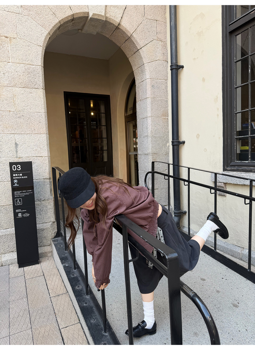 LelyMooch チェック柄スタンドカラーダブルジップブルゾン  LEM318