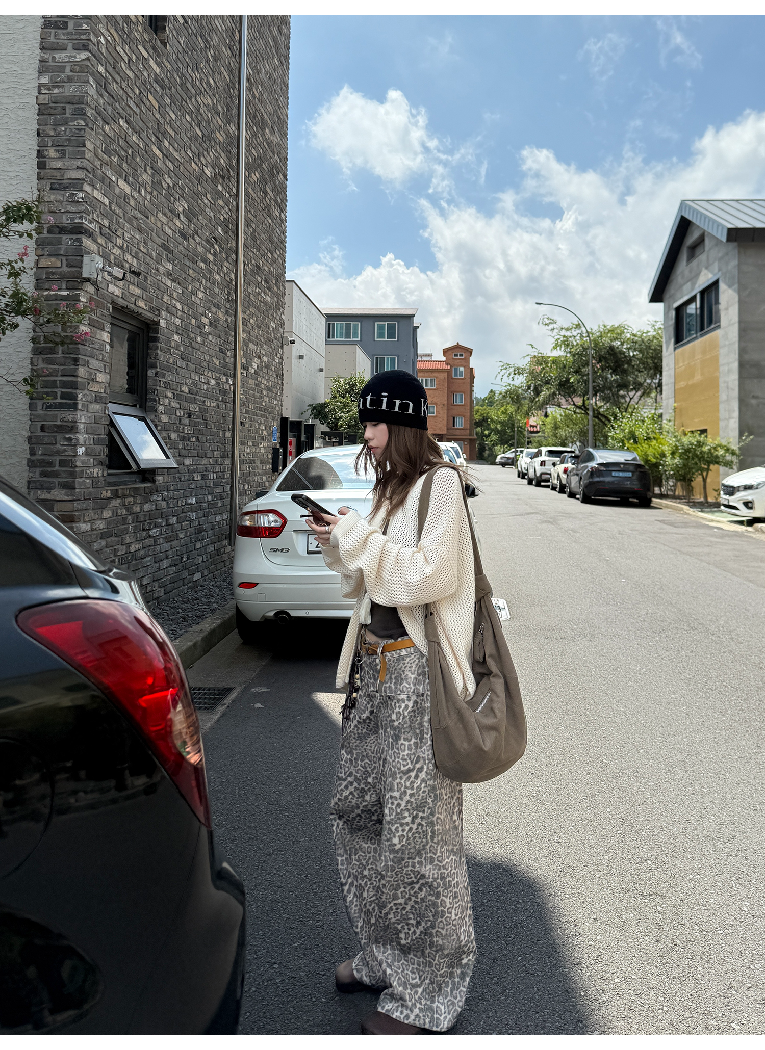 LelyMooch レオパード柄 ストレートワイドパンツ  LEM226