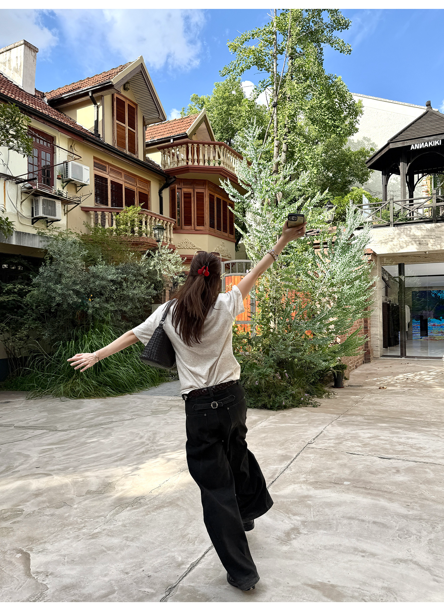 LelyMooch 古着風ブラックスタッズワイドパンツ  LEM215