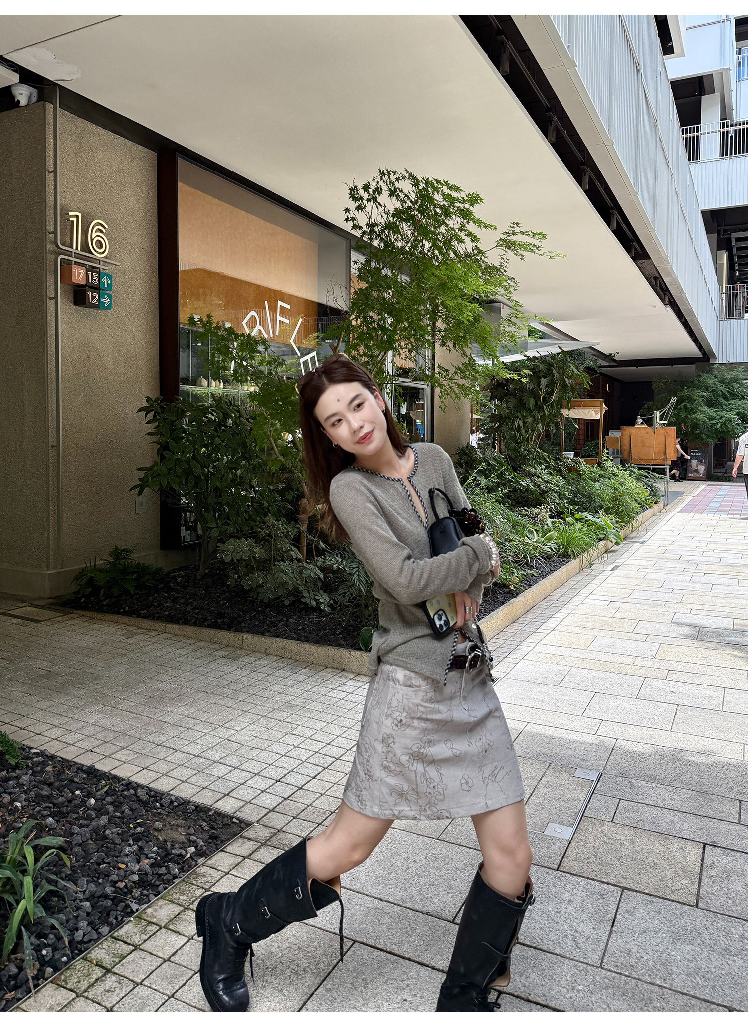 LelyMooch チェック柄ウエスト細見えニットトップス  LEM216