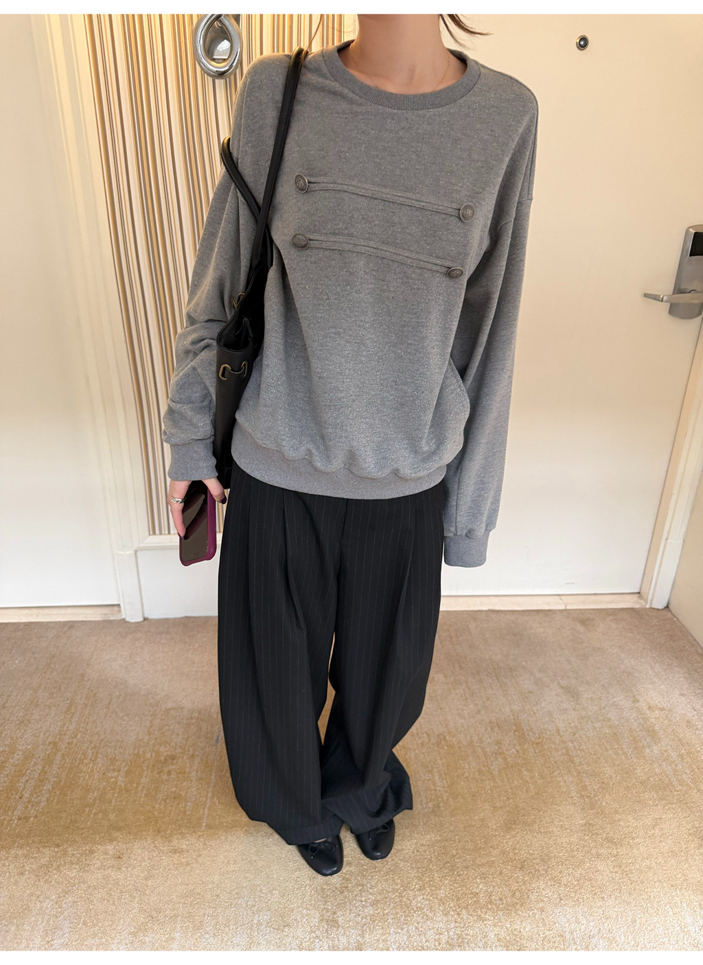 LelyMoochナポレオン風 金属ボタン付きスウェット  LEM438