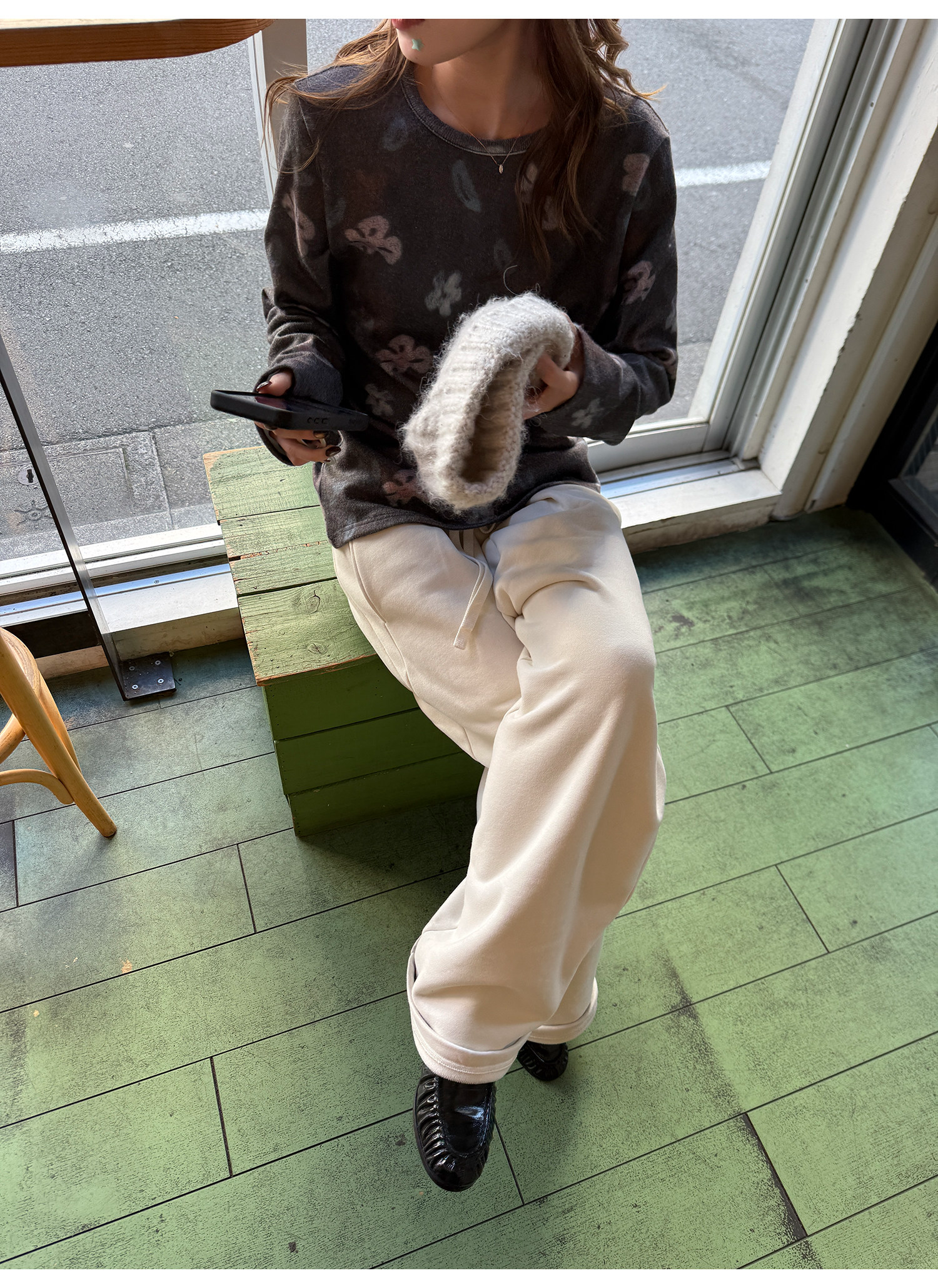 LelyMooch 裏起毛 タックイージーパンツ  LEM286