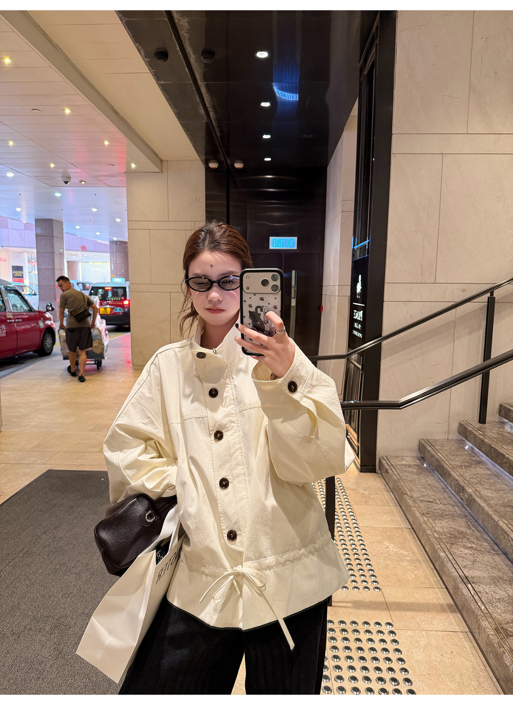 LelyMooch 立ち襟 ドロスト ミドル丈コート  LEM317