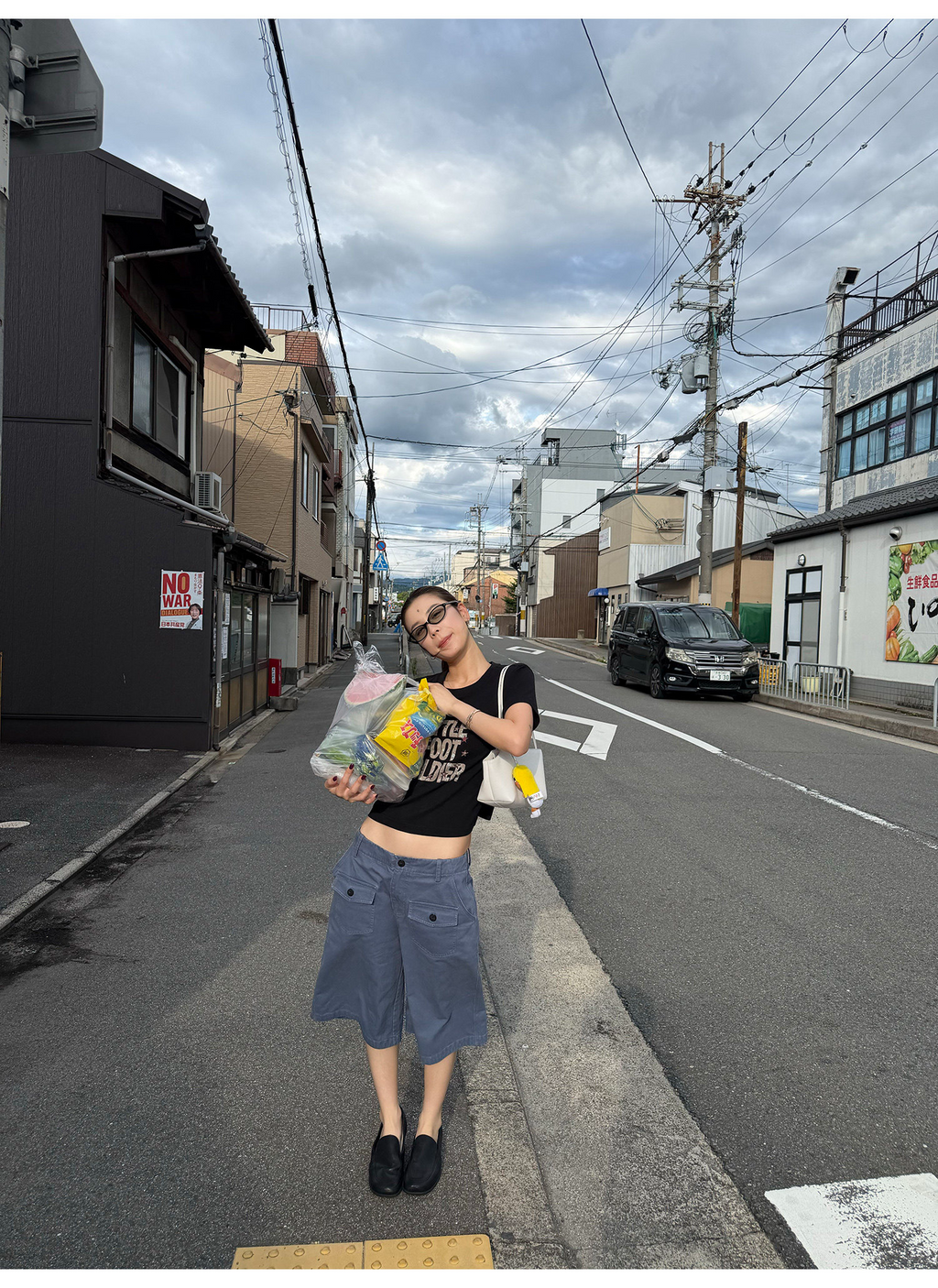 LelyMooch スレートブルー カーゴハーフパンツ  LEM382