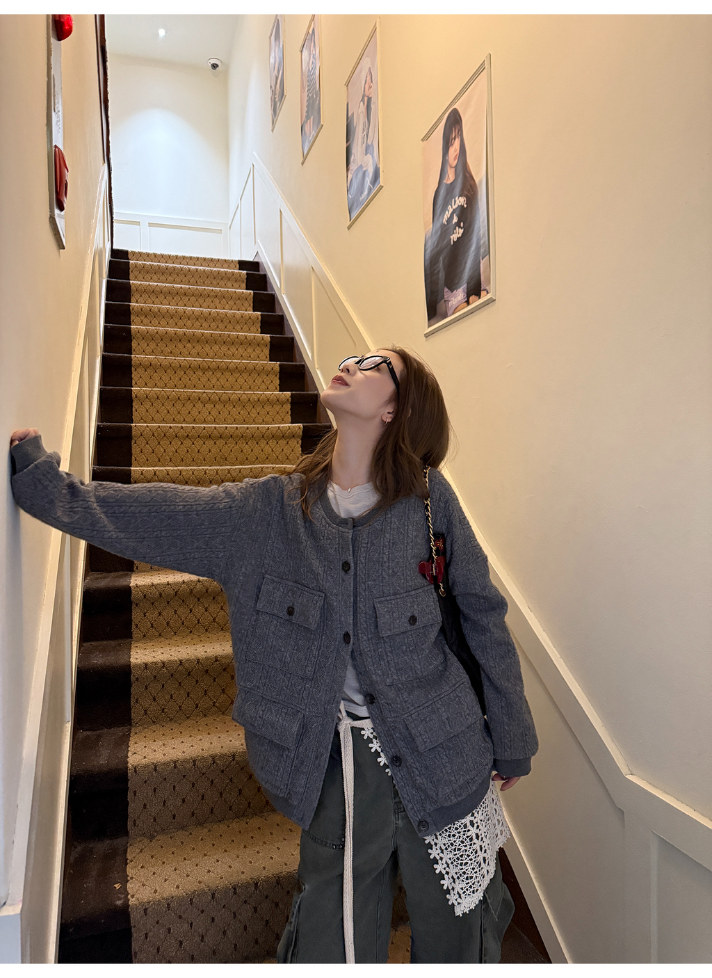 LelyMooch ヴィンテージ絞り編みニットジャケット　LEM263