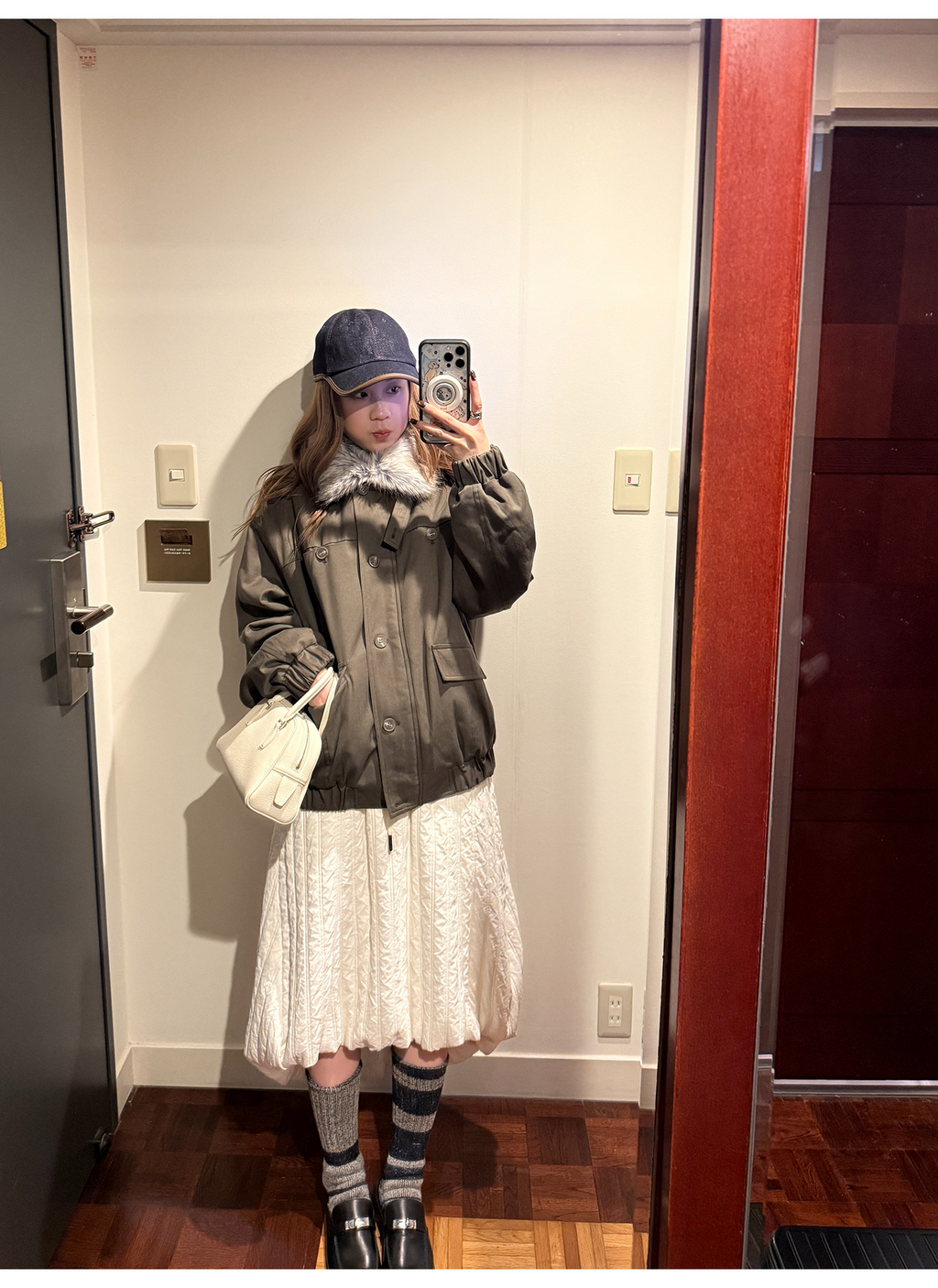 LelyMooch ドロスト ロングスカート シワ感素材 前後差  LEM288