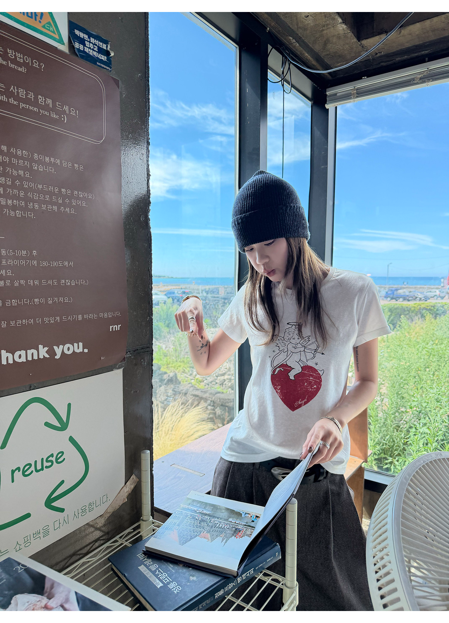 LelyMooch キューピッドプリントTシャツ  LEM397