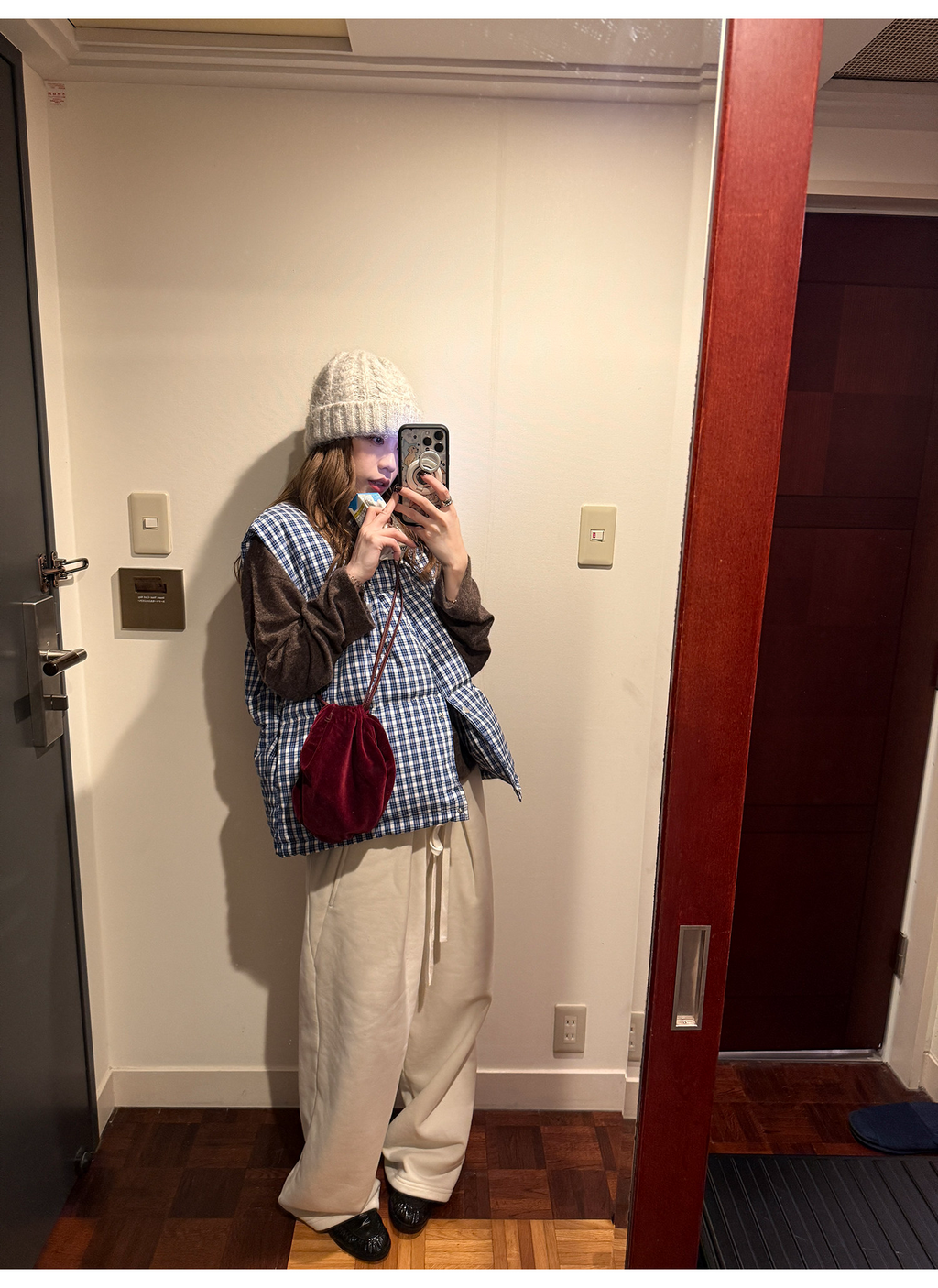 LelyMooch 裏起毛 タックイージーパンツ  LEM286