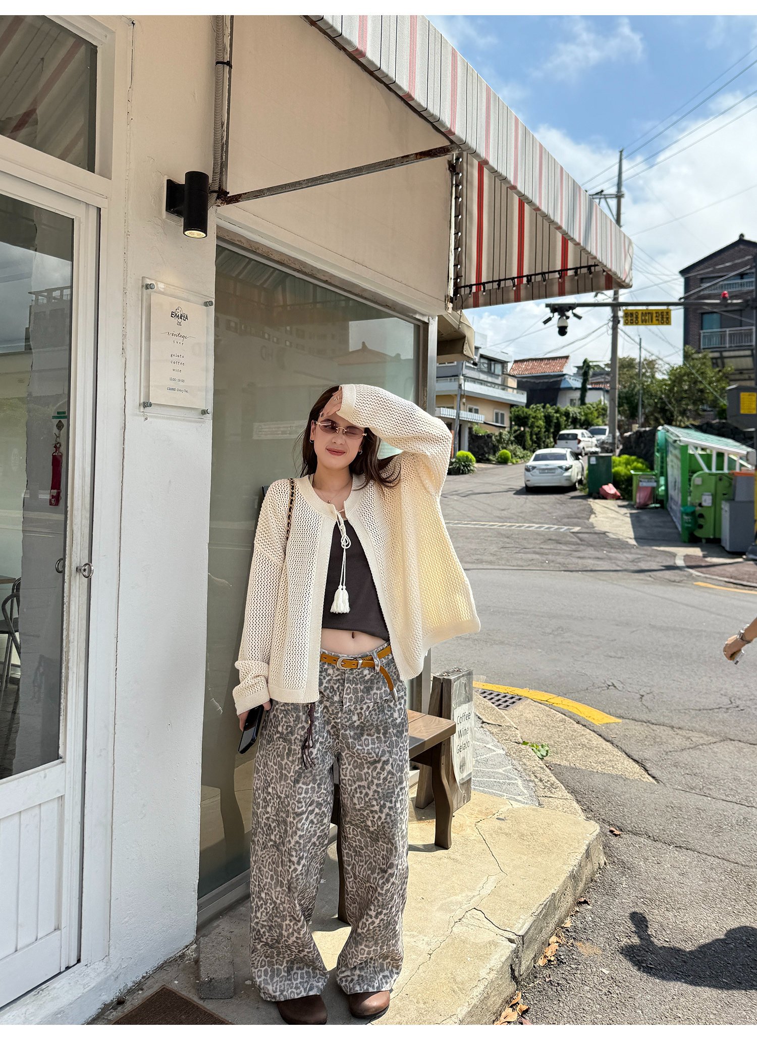 LelyMooch レオパード柄 ストレートワイドパンツ  LEM226