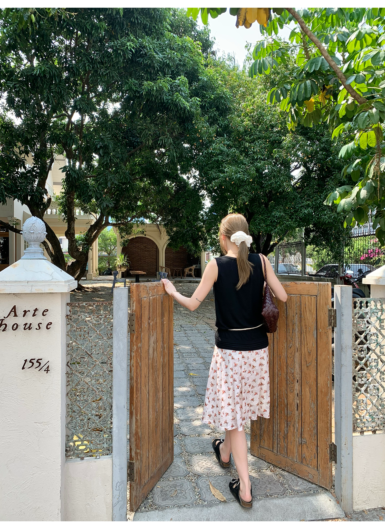 LelyMooch  レトロ小花柄プリーツシフォンスカート  LEM143