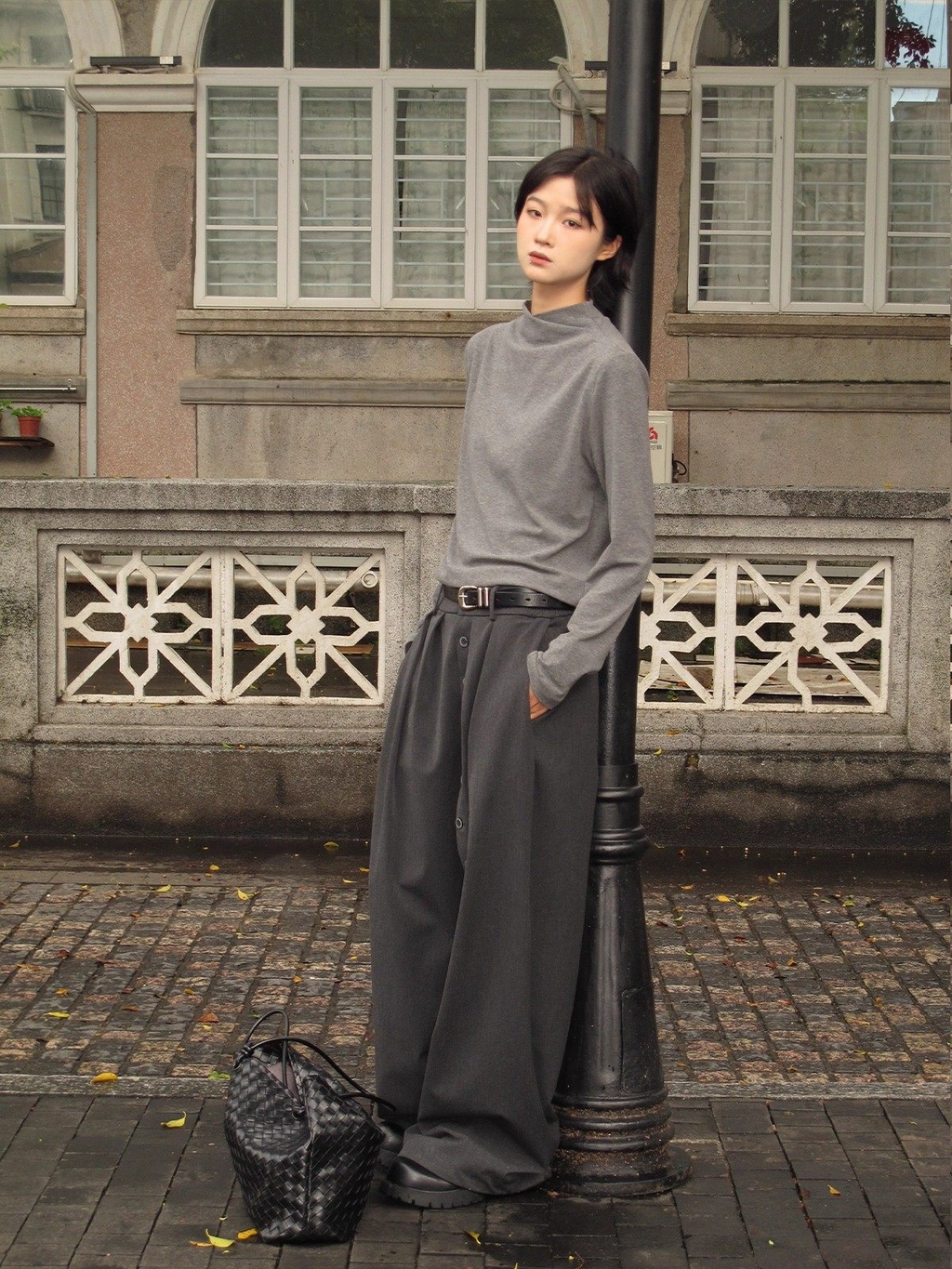 クロスモックネック ジャストショルダー 長袖カットソー  LOM038