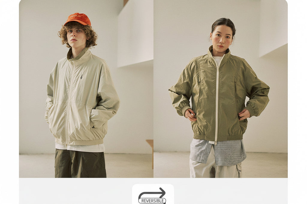 防風×配色リバーシブル仕様 立ち襟スポーツジャケット  LOM032