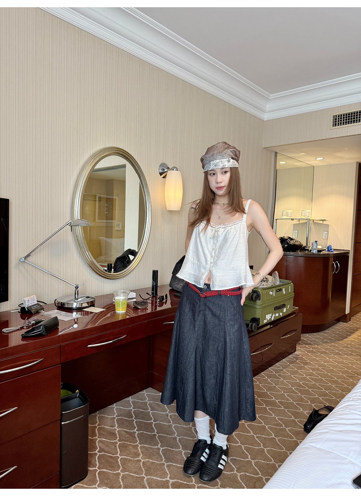 LelyMooch 通年使えるAラインデニムスカート   LEM202