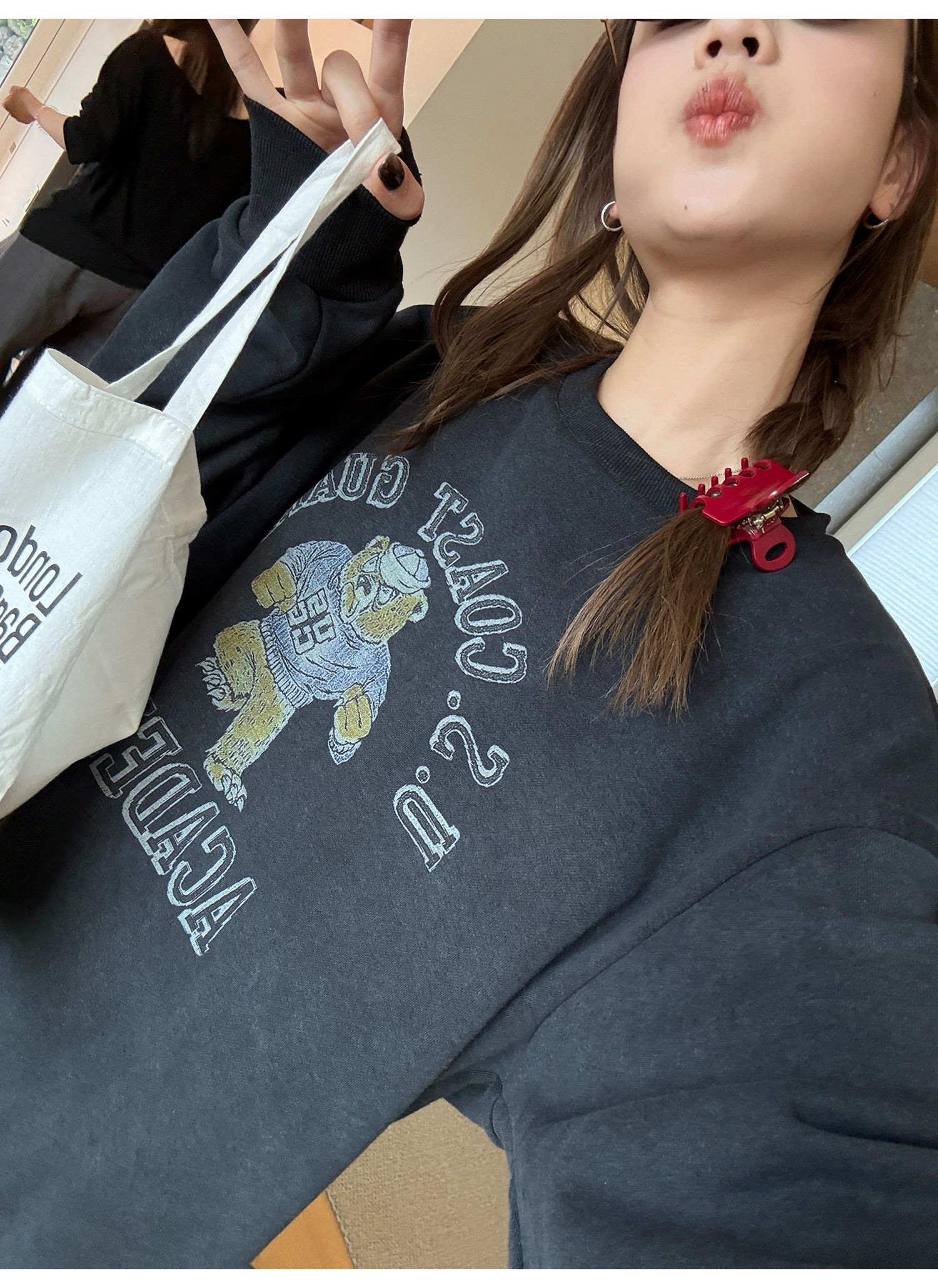 LelyMooch くまプリント古着風スウェット  LEM231