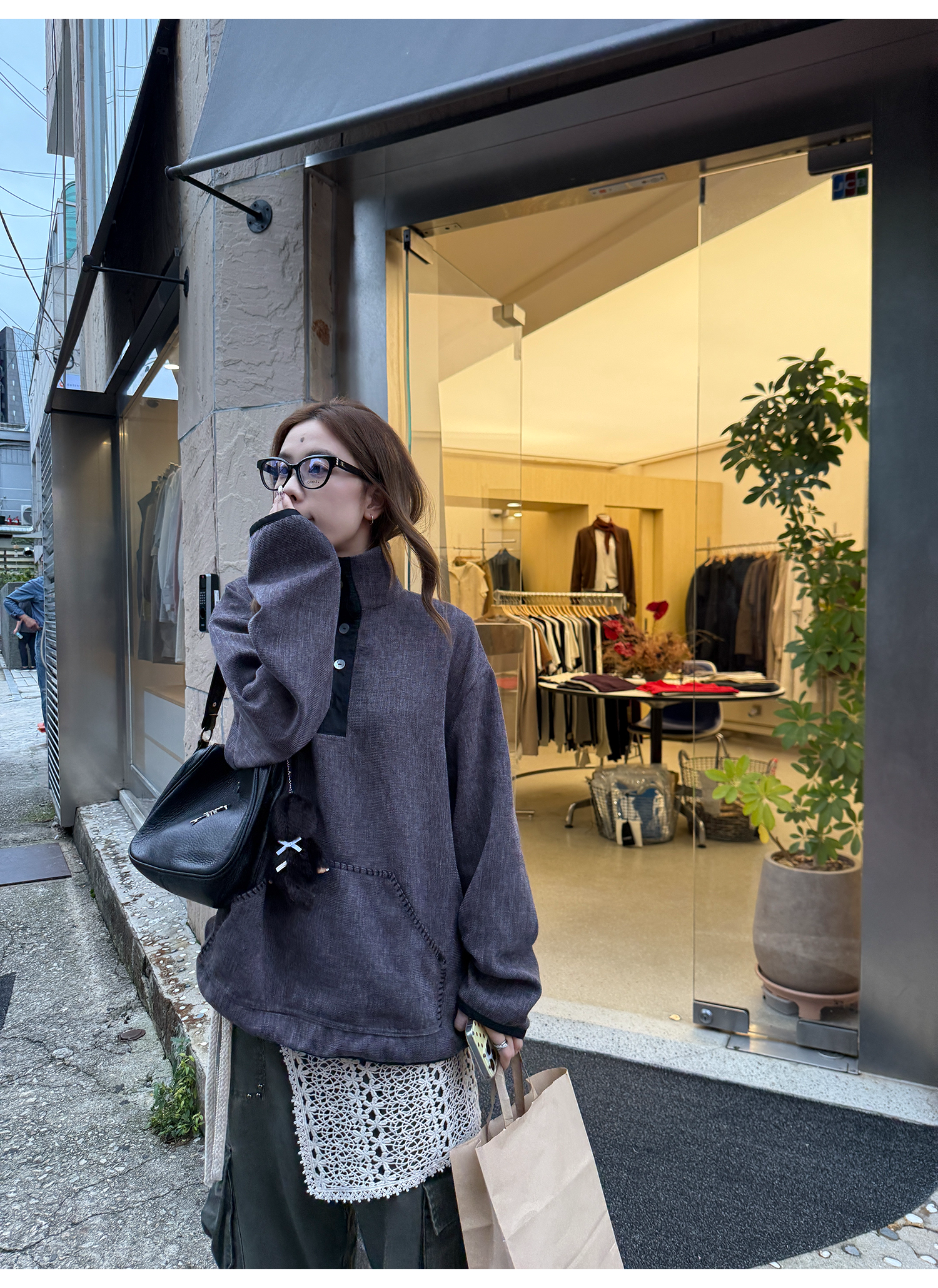 LelyMooch ステッチ入り立ち襟スウェット  LEM253