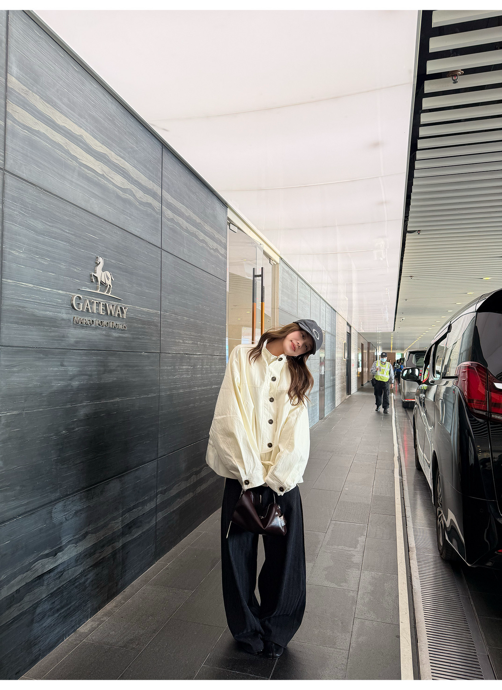 LelyMooch 黒グレー縞柄 すっきりストレートデニム　LEM319