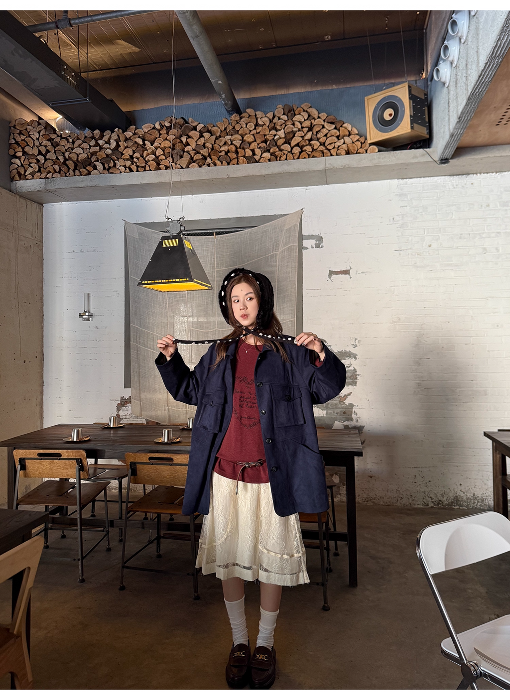 LelyMooch 刺繍ハートのベロアロンT　LEM241