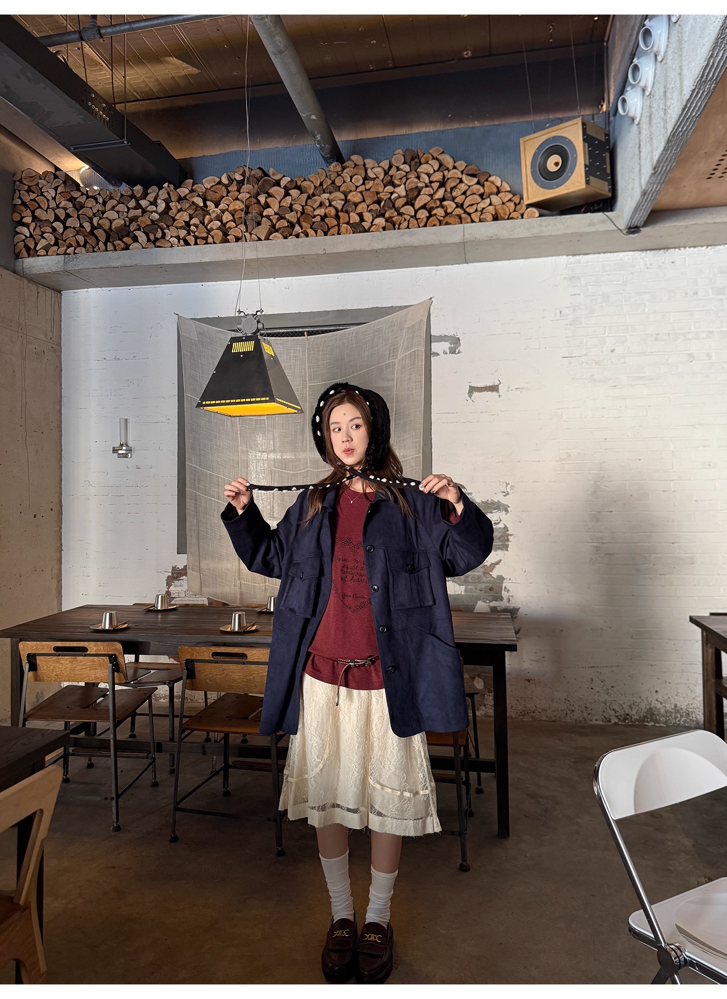 LelyMooch 刺繍ハートのベロアロンT　LEM241