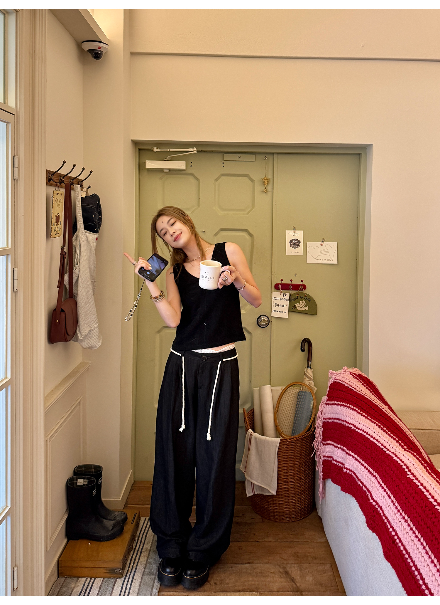 LelyMooch リボン付とろみパンツ　LEM167