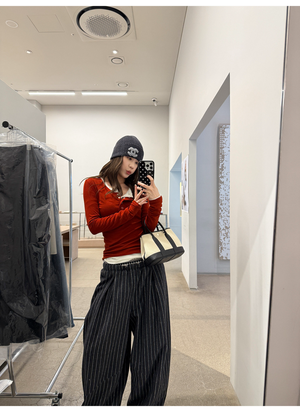 LelyMooch 3色展開 ヘンリーネック ウール混 インナートップス  LEM296