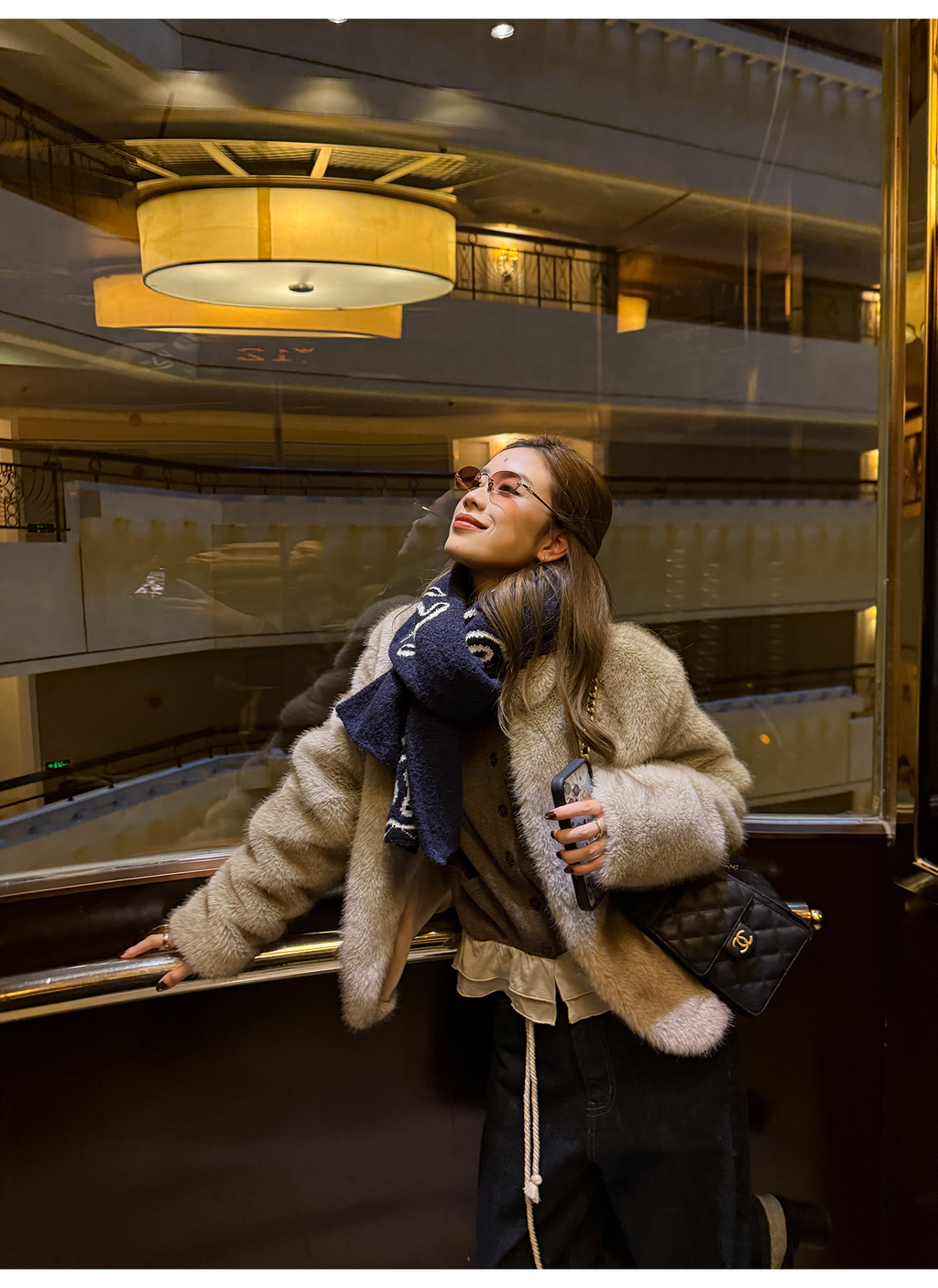 LelyMooch ふわふわエコファーコート｜オートミール  LEM268