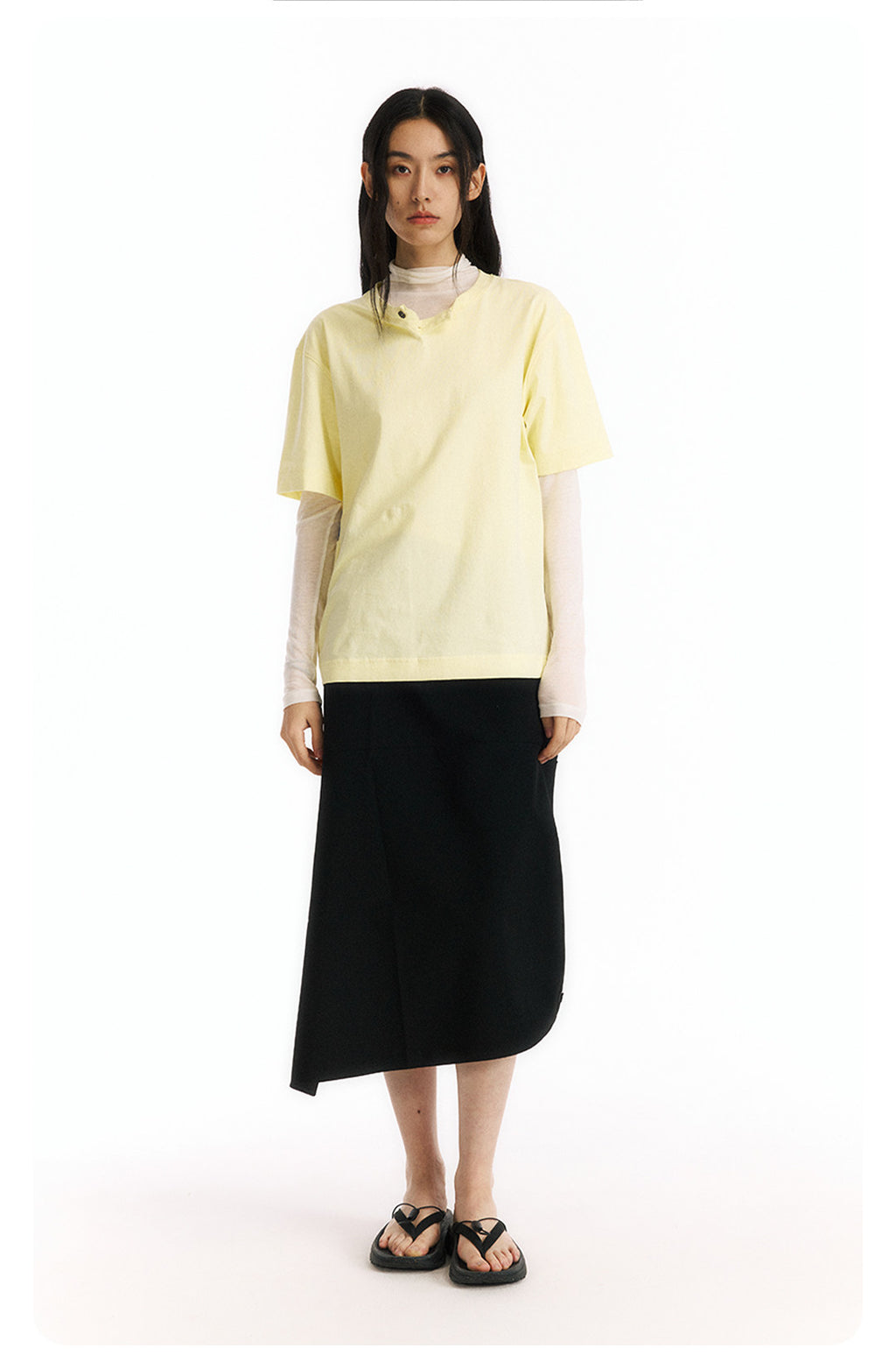 ヘンリーネック 半袖Tシャツ隠しポケット付き  LOM065