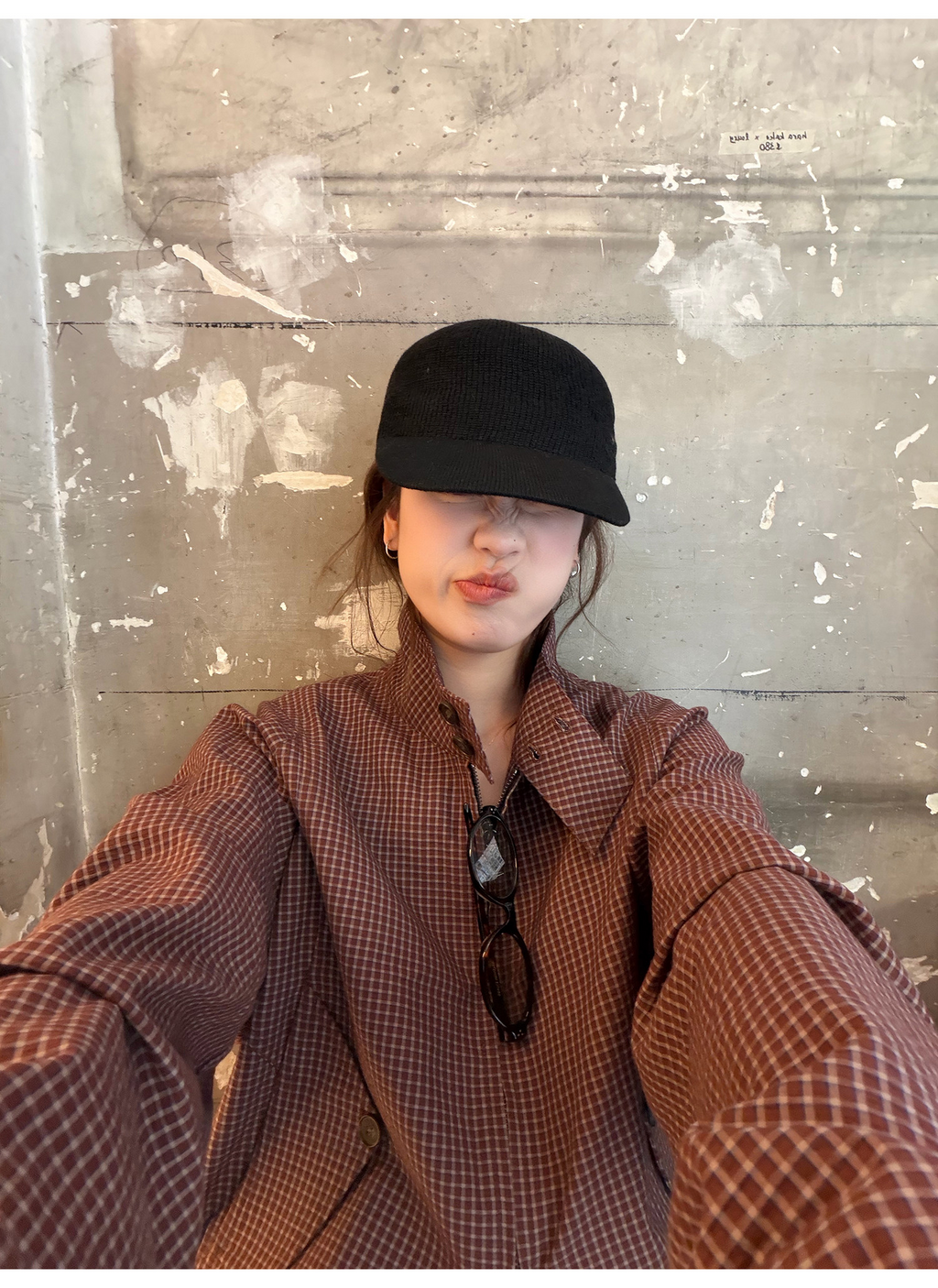 LelyMooch チェック柄スタンドカラーダブルジップブルゾン  LEM318