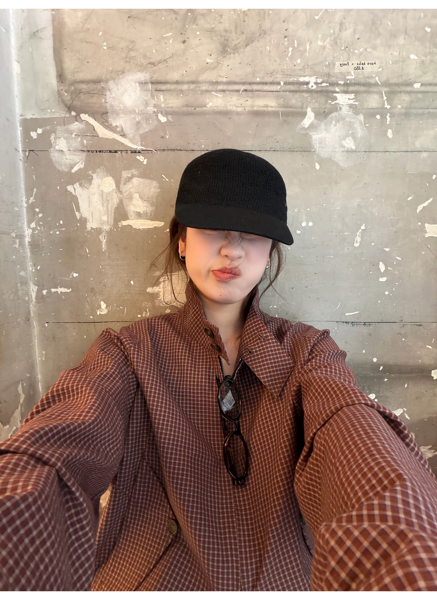 LelyMooch チェック柄スタンドカラーダブルジップブルゾン  LEM318