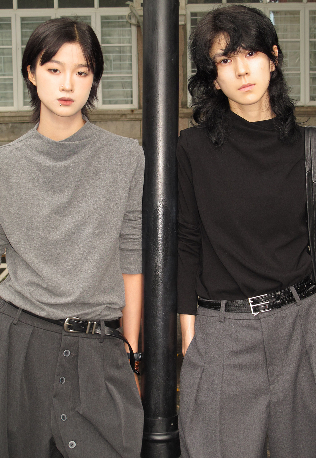 クロスモックネック ジャストショルダー 長袖カットソー  LOM038