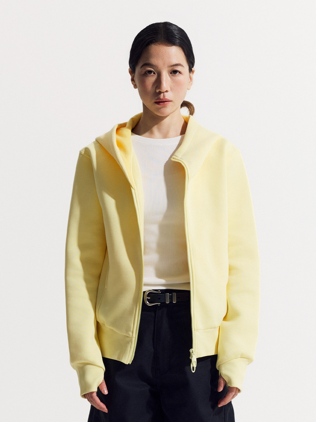 斜めジップ ダンボール素材 パーカー  LOM048