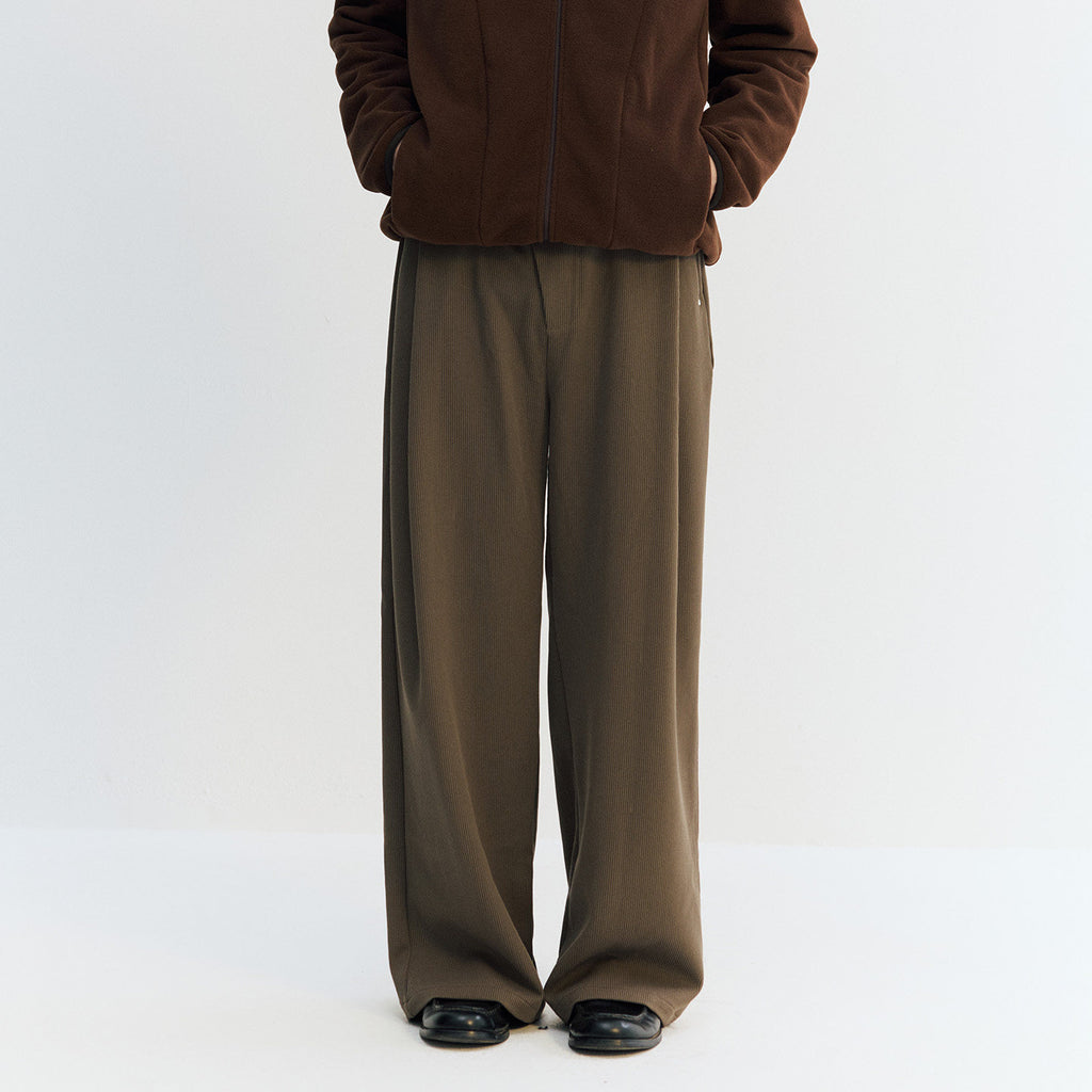 リヨセル混　不規則前立て ワイドパンツ LOM046