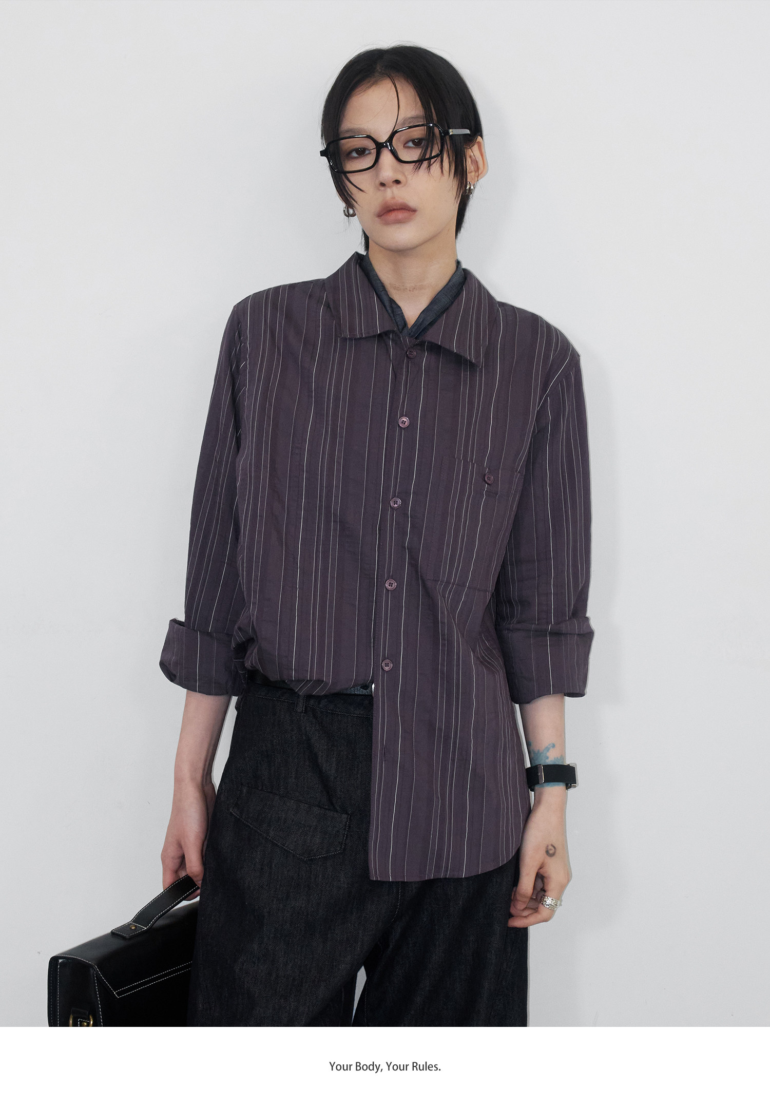 細縦縞 レギュラーシャツ  LOM043