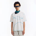 配色ライン半袖Tシャツ  LOM078