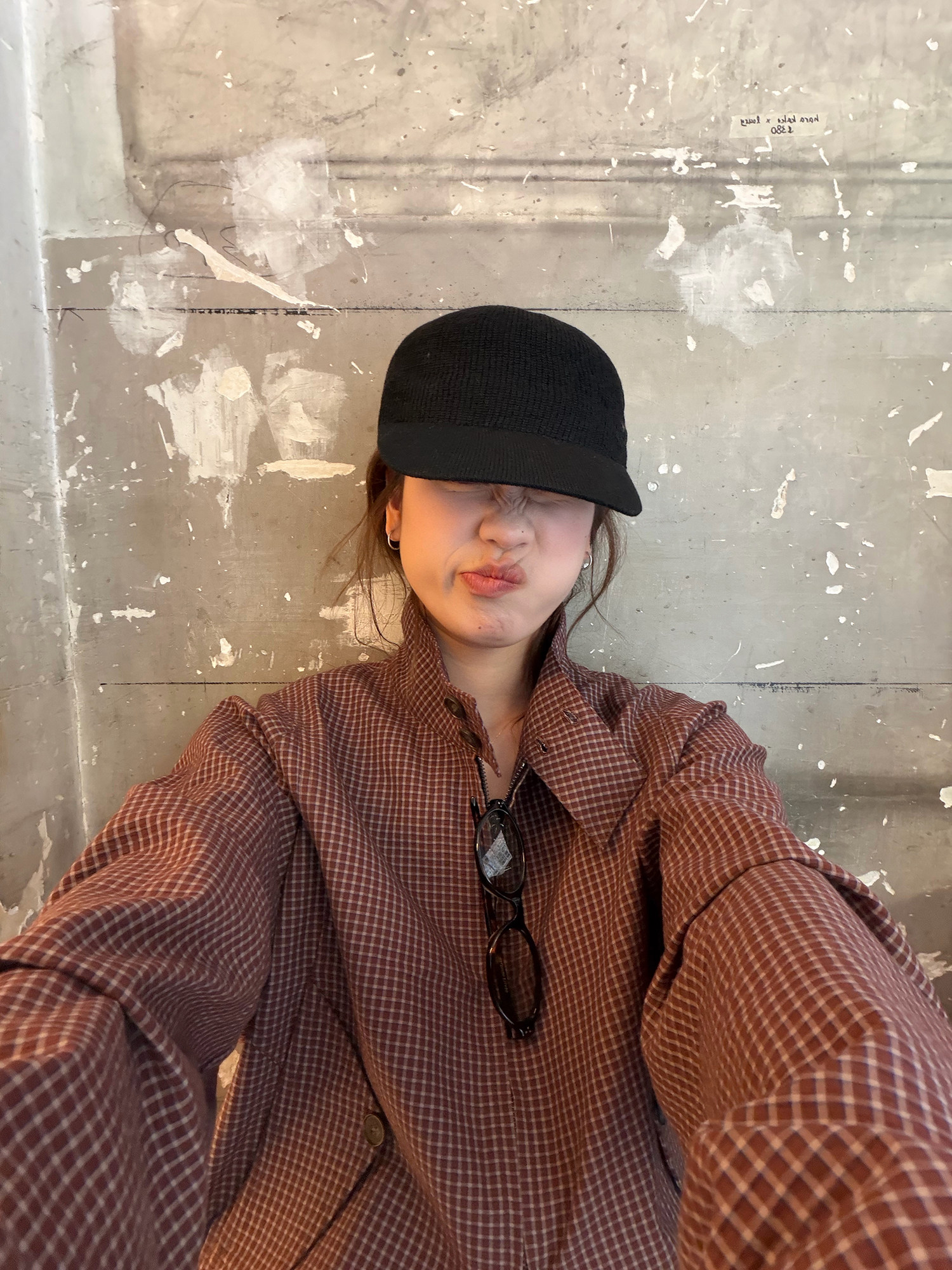 LelyMooch チェック柄スタンドカラーダブルジップブルゾン  LEM318