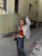 LelyMooch 配色切替 スリムフィット長袖トップス   LEM424