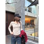 LelyMooch Henley Neck Wool Blend Inner Top LEM296 (3 Colors Available)