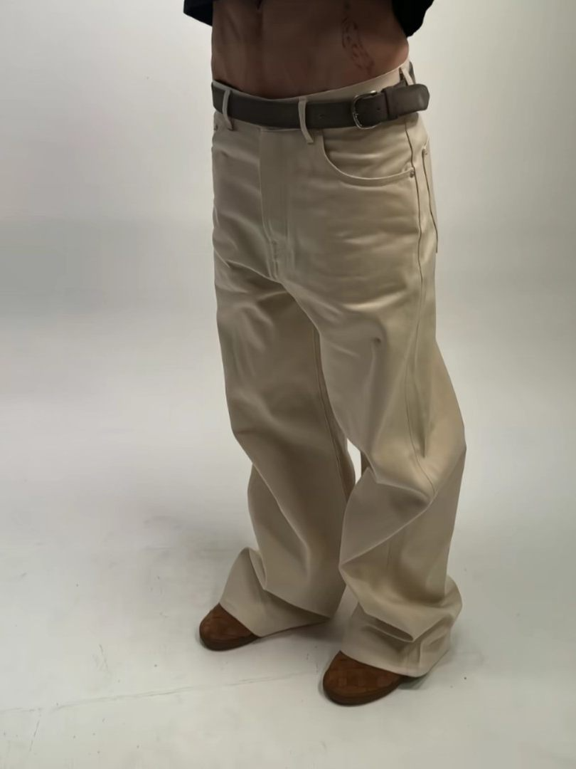 オートミール 13.8oz ワイドストレートデニム  LOM093