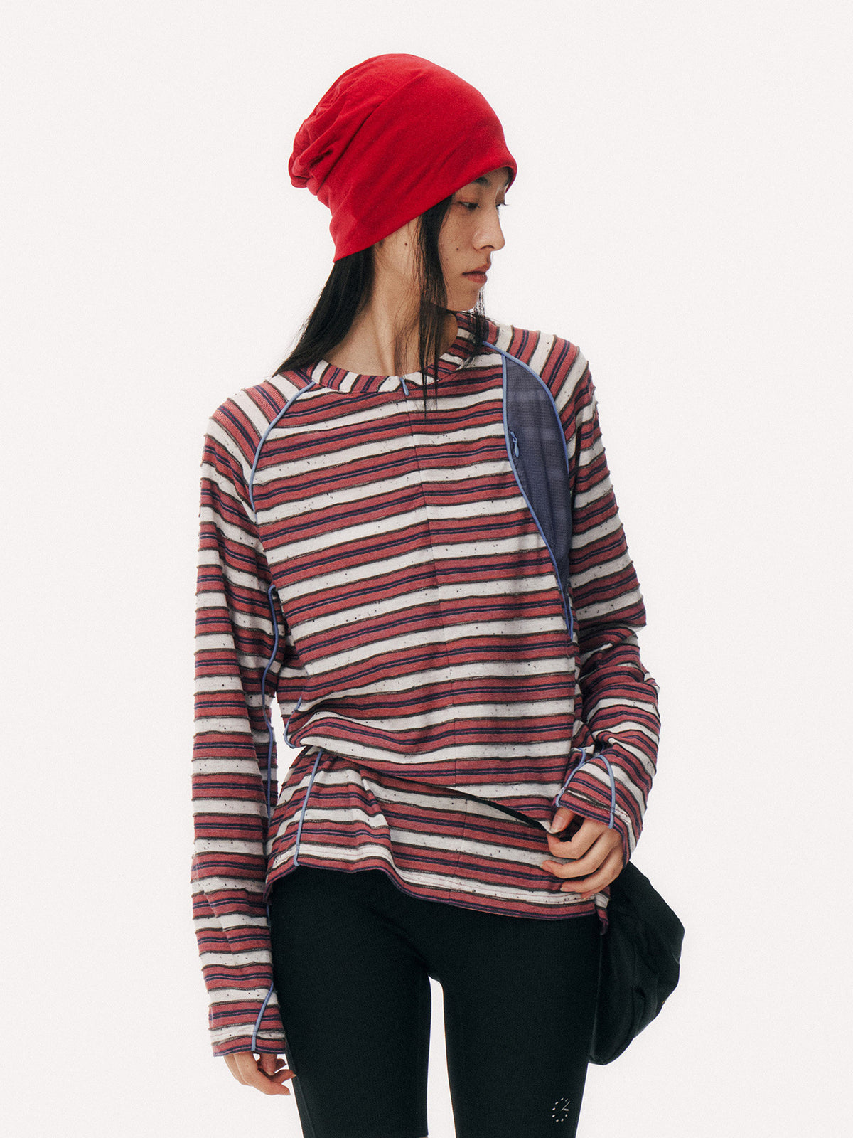 Striped Half-Zip Long Sleeve LOM104