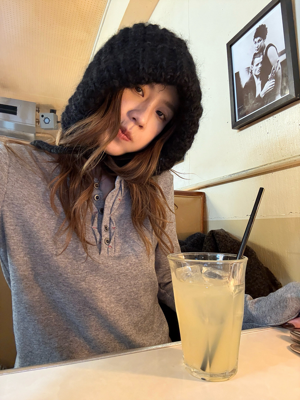 LelyMooch リブ調 ウール風 ヘンリーネックトップス  LEM290