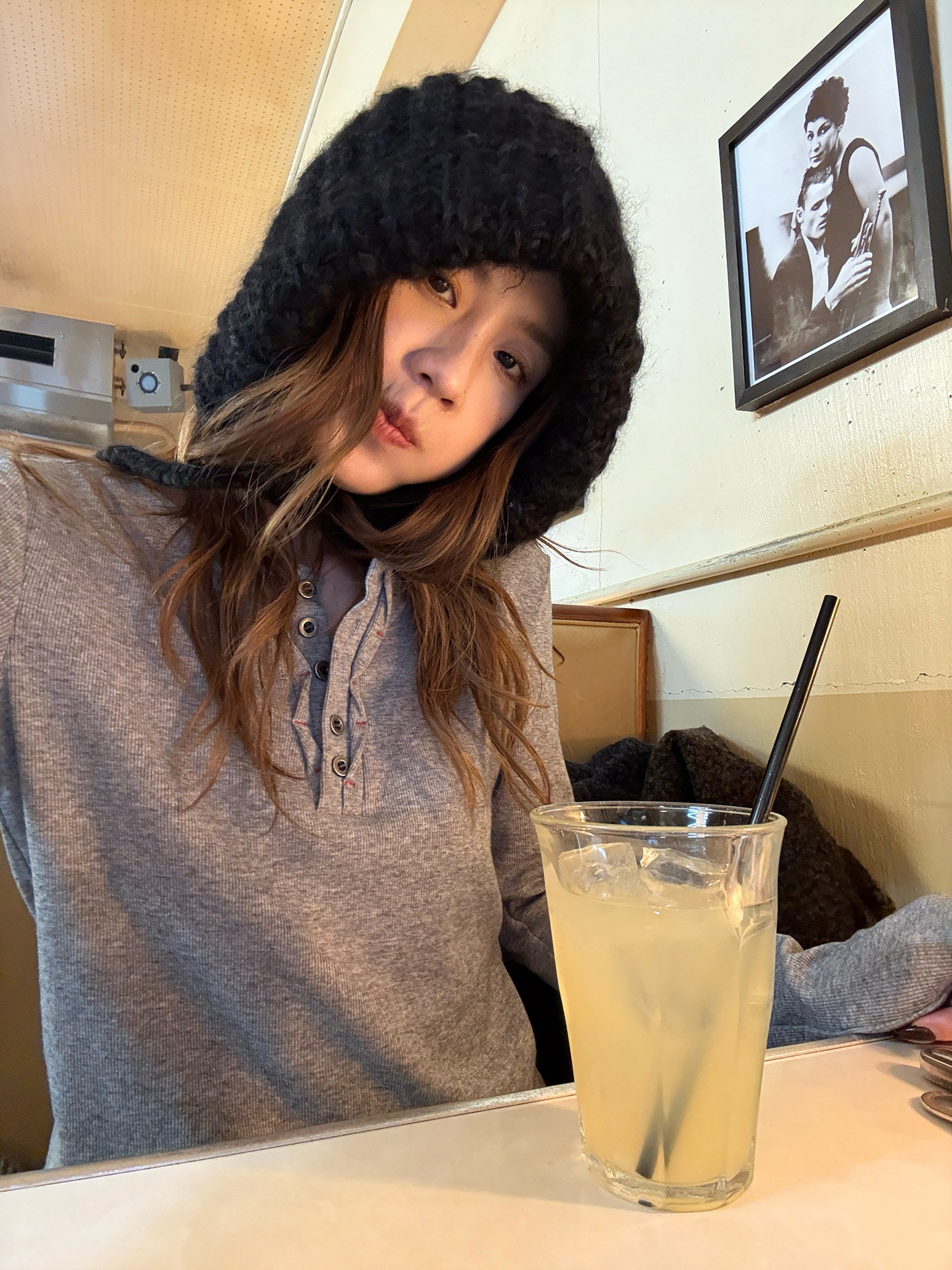 LelyMooch リブ調 ウール風 ヘンリーネックトップス  LEM290