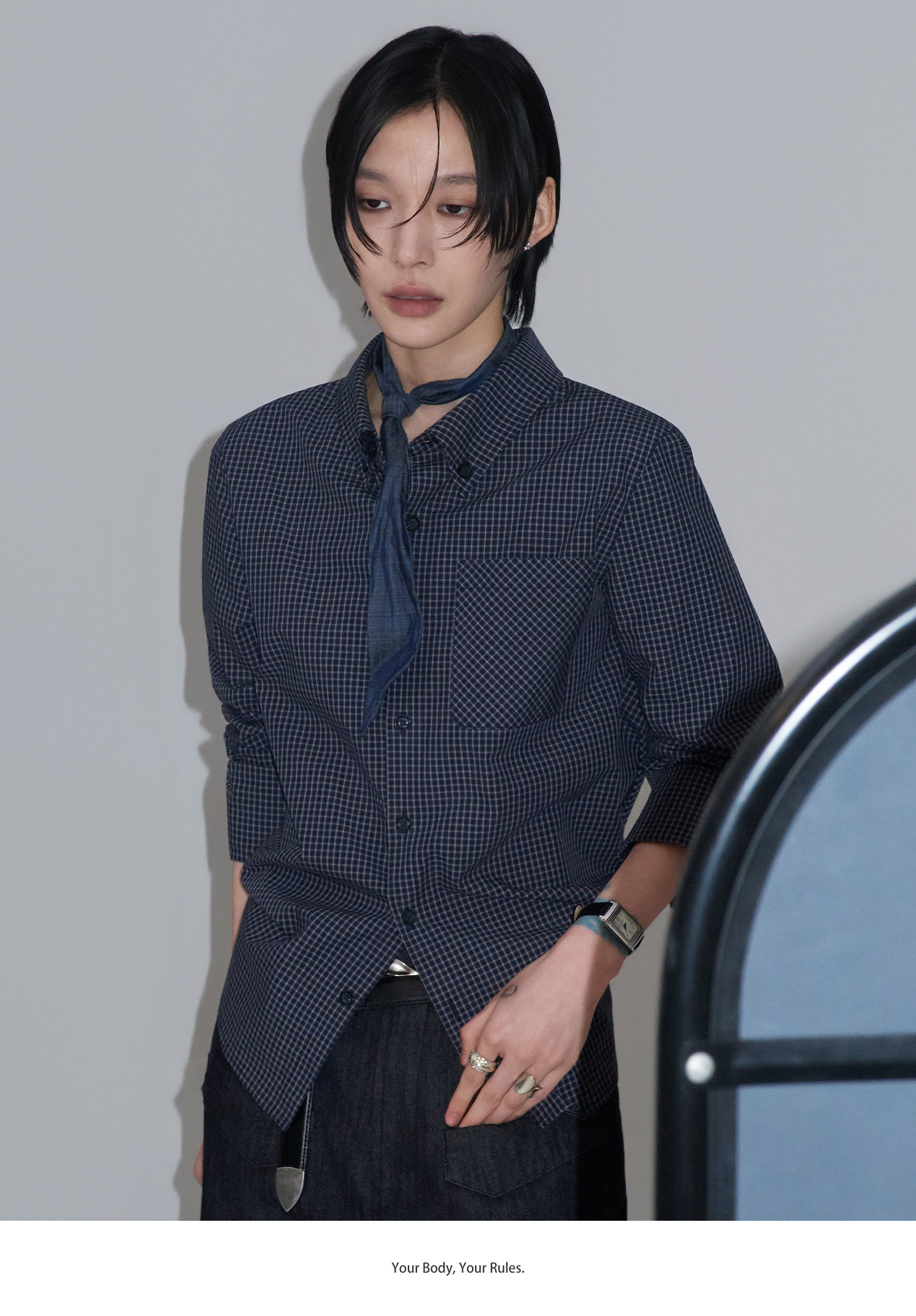 細格子 レギュラーシャツ  LOM044