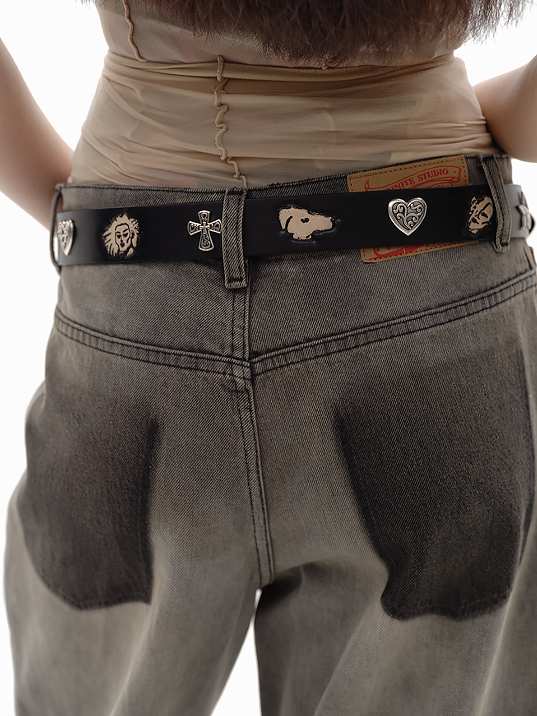 本革チャームベルト🖤ロック＆ストリートコーデにぴったり！  LEM219