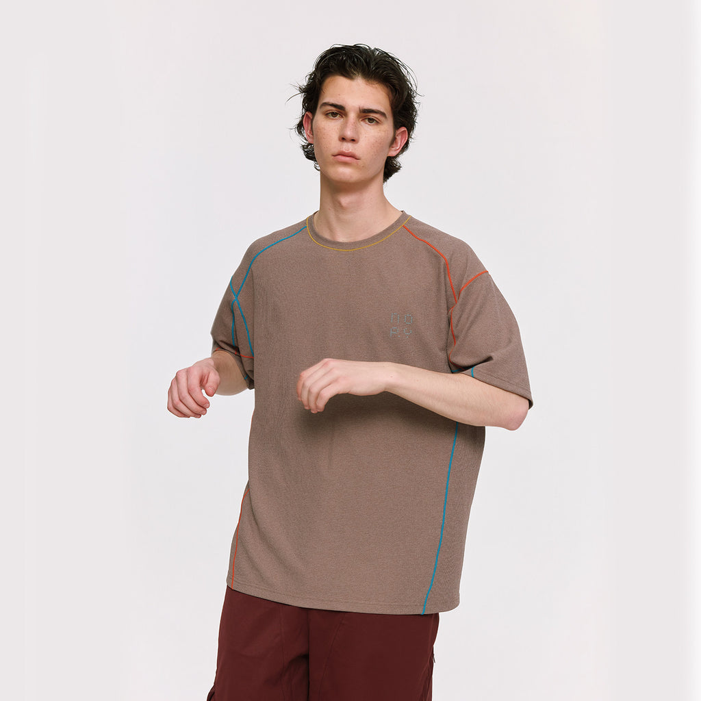 ゆったり着られる 配色ステッチ半袖Tシャツ  LOM074