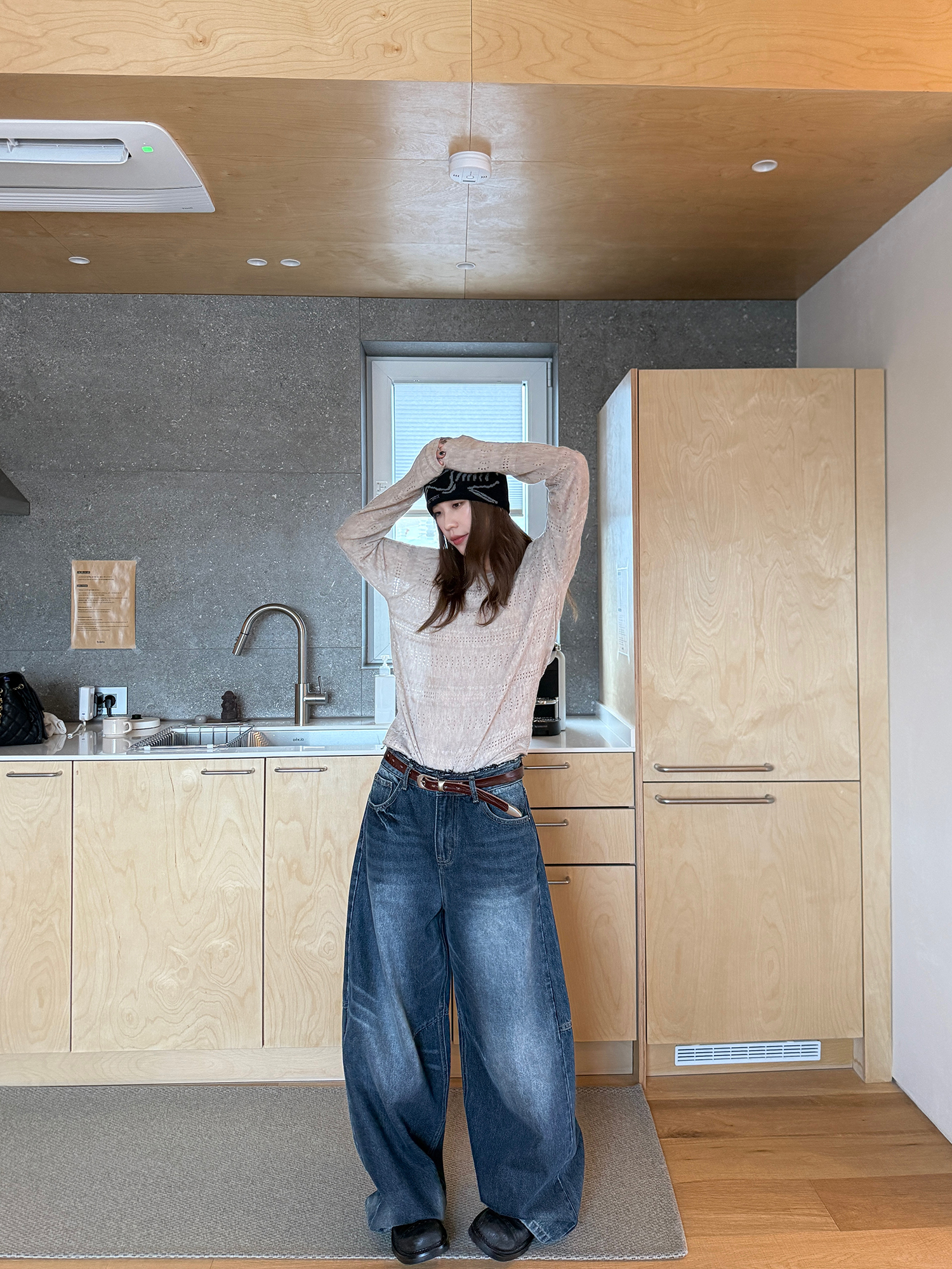 LelyMooch ヴィンテージ風 猫爪ワイドパンツ  LEM225