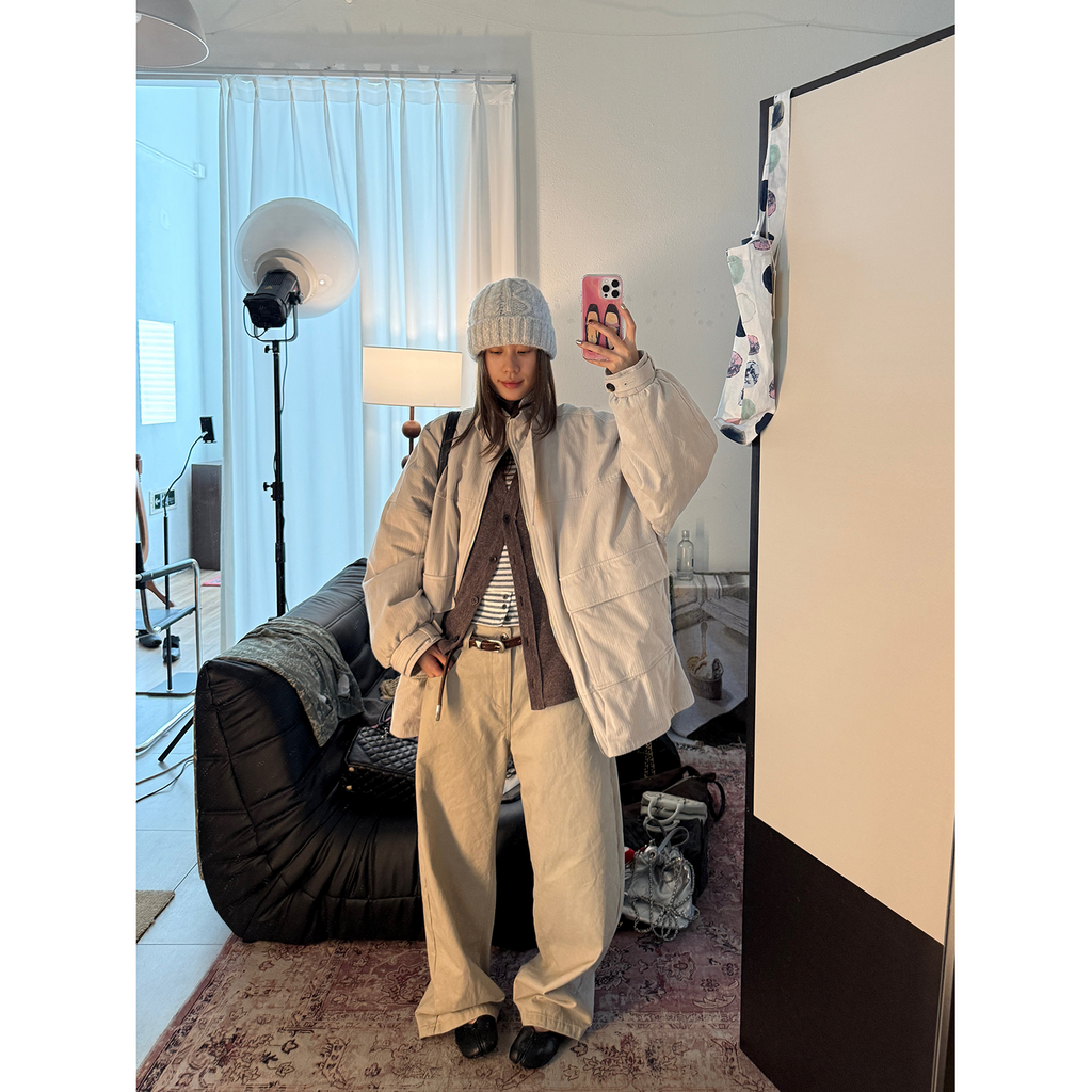 LelyMooch ウォッシュ加工×スタッズワイドパンツ　LEM243