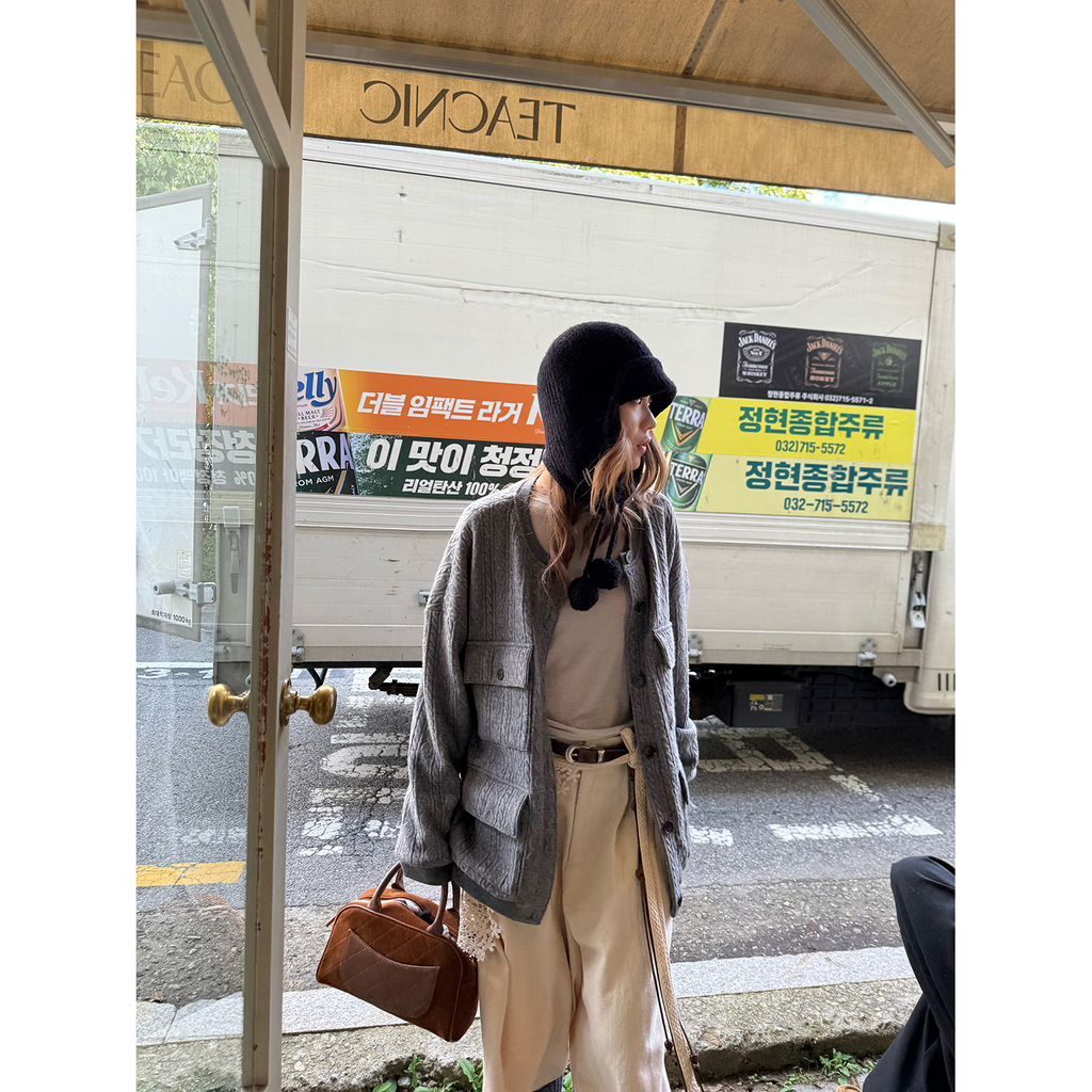 LelyMooch ヴィンテージ絞り編みニットジャケット　LEM263